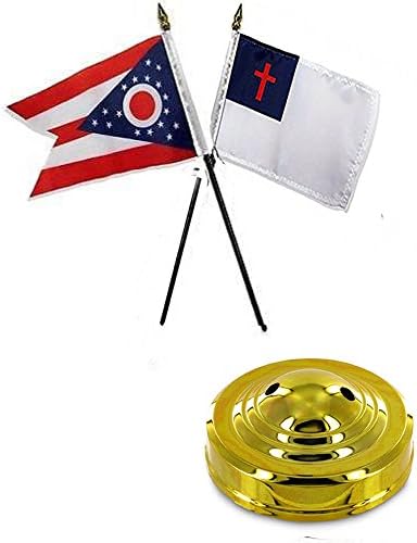 AES State Ohio & amp; hrišćanski 4& 34;x6& 34; Zastava sto Set sto Stick Gold Base