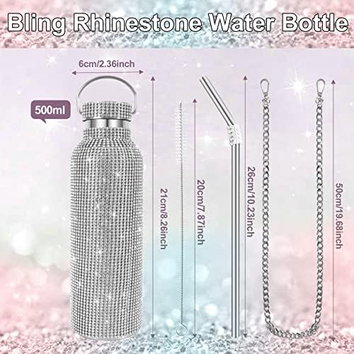 INSTOME Sparkling Diamond flaša za vodu,17oz Bling flaša za vodu sa lancem,Bling flaša za vodu Rhinestone,