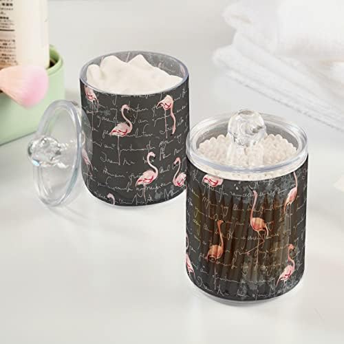 Flamingo pamuk držač kupaonica posude za kupatilo sa poklopcem set pamučnog kugličnog jastuka držač za držač kola za pamučnu kugličnu ploču za rube šminke SPOGE Skladištenje, 4 pakovanje
