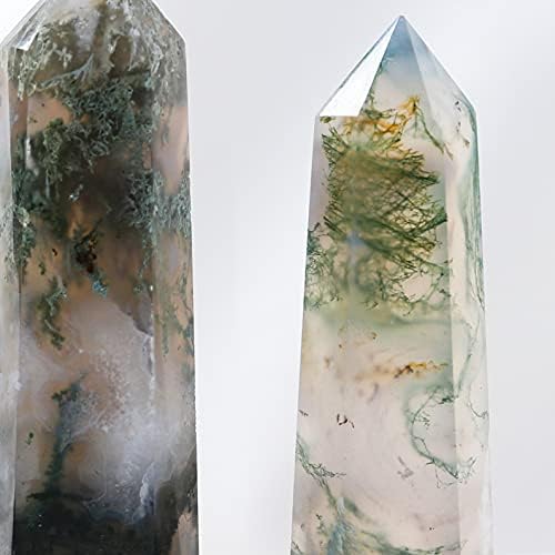 Runyangshi Prirodni iscjeljivački kristali vodeni štapići 2,8 -3.1 Moss Agate Jednostruka točka zacjeljivanje