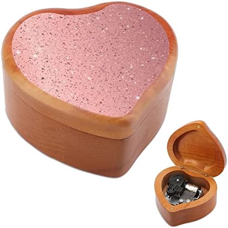 Rose Gold Giltter Vintage Drveni sat Glazbeni kutija za glazbeni okvir u obliku srca Pokloni za ljubitelje