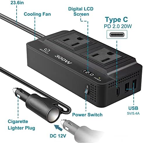 300w Auto Power Inverter DC 12V do 110V AC adapter za utičnicu sa dvostrukim USB adapterom za automobil