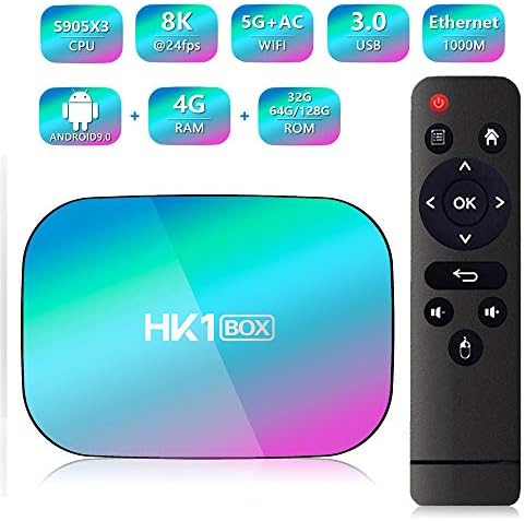 4GB 128GB HK1 Box Amlogic S905X3 Smart TV Box Android 9.0 Set Top Box 1000m Dual WiFi 4K Smart TV Box +