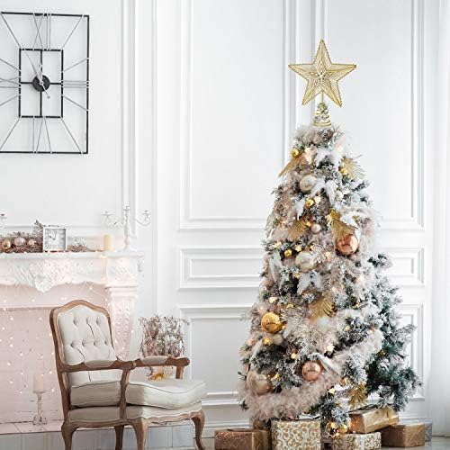 LVYDEC metalni sjajni temponi božićnog stabla, 11.5 x 9.2 Zlatni zvjezdani stablo Topper Božićni krov za