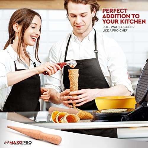 MaxoPro sladoled vafle konusni valjak - 8,6 inča Strong & Smooth Krumkake konusni valjak - Drveni pizzelle
