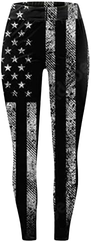 Visoke vučne struke za žene Američka zastava Ne vidljivo - Kroz jogu hlače u SAD-u 4. jula joga gamaše za
