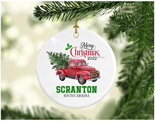 Božić ukras Tree Sretan Božić 2022 Scranton Južna Karolina Ornament Funny poklon Božić odmor kao porodica