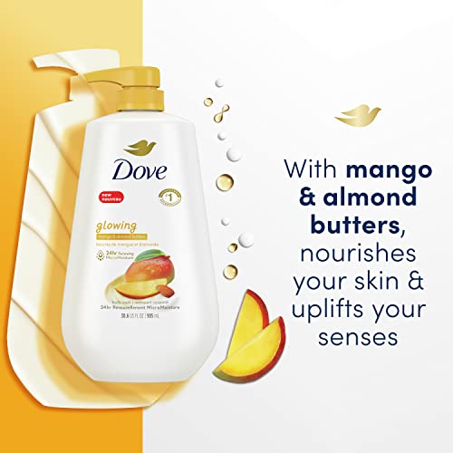 Dove Body Wash sa pumpom Glowing Mango & amp; badem Butter 3 Count za obnovljenu, zdrav izgled kože Gentle