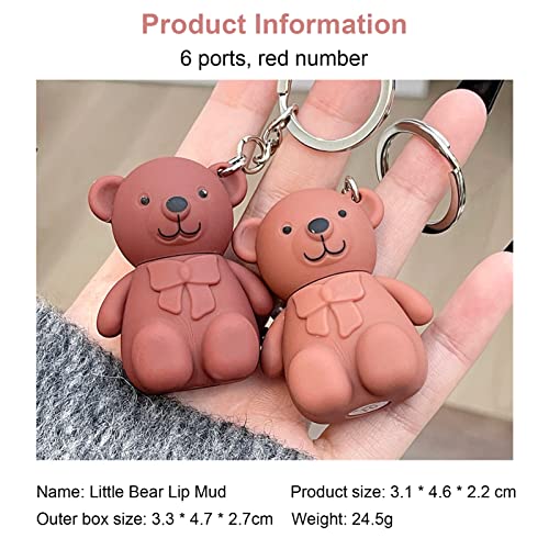 6 boja slatki medvjed mat blato za usne baršun sivi ružičasti privjesak za ključeve vodootporan / dugotrajna