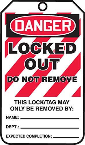 Accuforth Lochout Oznake, paket od 5, zaključana opasnost ne uklanjajte, SAD su izrađene OSHA usklađene