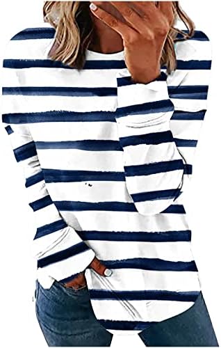 Žene Crewneck Dukseri Boja blok Striped ispisano pulover Ležerne prilike Ležerne prilike Split bluze s dugim rukavima