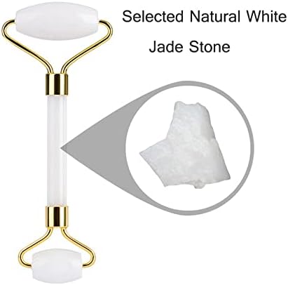 Bijeli kristal Jade Sleep Maska za oči Lice Masaž valjka Guasha ploča Scraper Set Prirodni kamen, tip 3