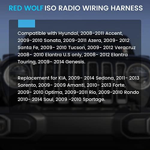Crveni vuk ISO Car Radio stereo utikač kabelskog snopa kompatibilan sa Hyundai Sonata Accent Elantra, Kia
