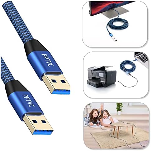 USB 3.0 A muški kabl 10ft, PPTVC USB 3.0 u USB 3.0 kabl [NICE rupture] USB muški do muški kabel dvostruko