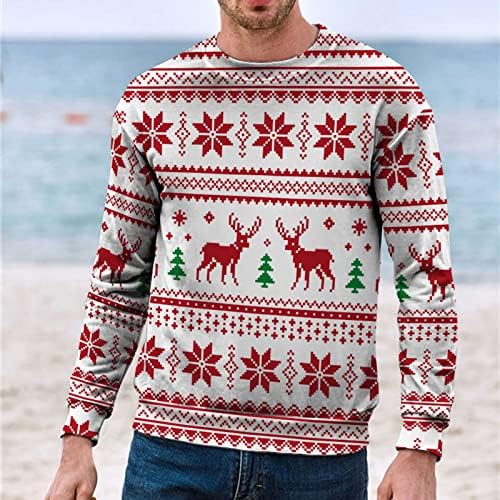ZDDO ružni božićni dukseri za muške Xmas Xmas Xmas Reindeer SnowFlake Print Pulover Zimski modni džemper