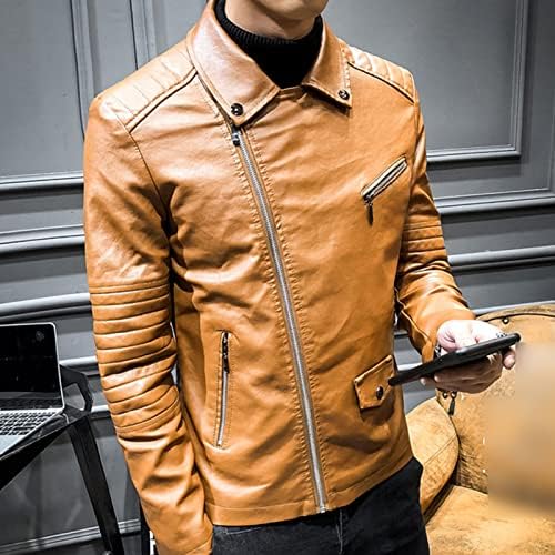 Muška PU kožna jakna Vintage asimetrična jakna za motocikle sa patentnim zatvaračem Casual lagani bajkerski