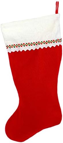 Monogramirani me vezeni početni božićni čarapa, crveni i bijeli filc, početni n
