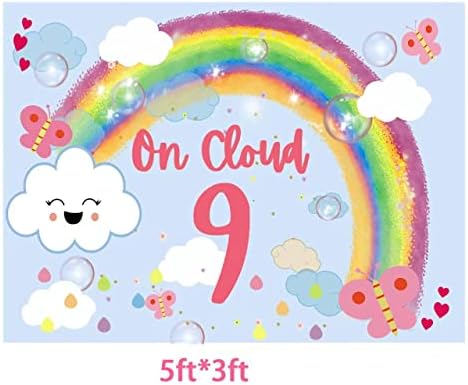 Na oblaku 9 rođendanskih ukrasa,9. rođendanskih ukrasa za djevojčice, na oblaku 9 banera, Cloud 9 rođendanskih