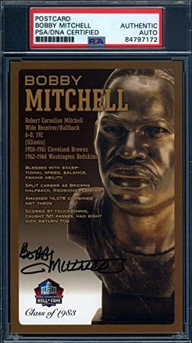 Bobby Mitchell PSA DNK potpisao autogram za razglednicu Kuće slavnih Bronzane grudi-MLB potpisi za izrezivanje