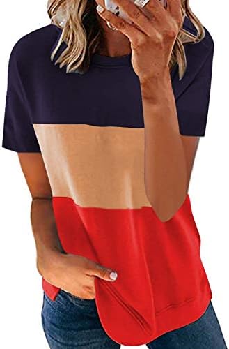 Mizhui Ženske ljetne majice Majica s kratkim rukavima Pulover Ženska okrugla casual tanka modna majica za