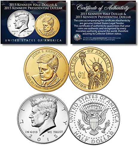 John F Kennedy 2-novčić 2015 JFK predsjednika 1 novčića od 1 kovanica i 2015 JFK Polu dolar - Filadelfija