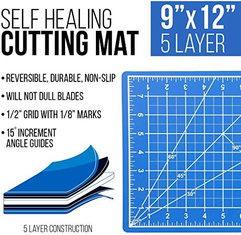 US Art Supply 9 x 12 Pink/Blue Professional Self Healing 5-slojni dvostrani izdržljiv Non-Slip mat za rezanje