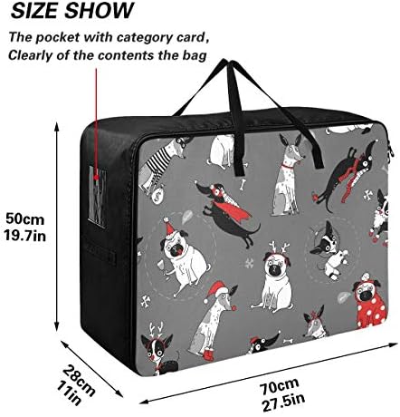 N / A Torba za pohranu odjeće u zemlji za prekrivač - Veliki kapacitet Smiješni božićni slatki psi Organizatori