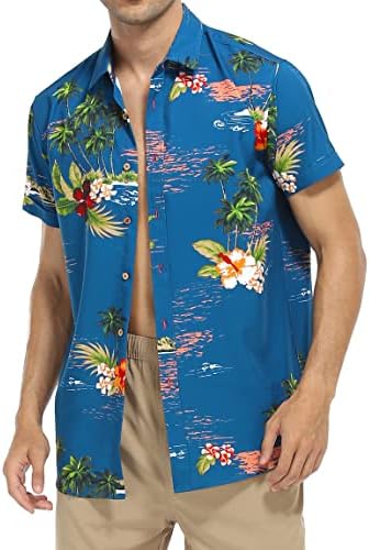 Hausein Muška ljetna plaža Havajska majica Tropical kratki rukav casuni gumb niz cvjetne tiskane majice
