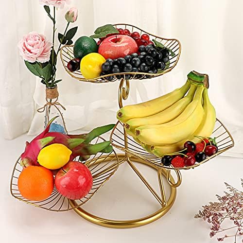 OwerMY 3-tier Košar za voćne košarice Dekorativno željezno posuda za voće, metalna žičana držač za pohranu