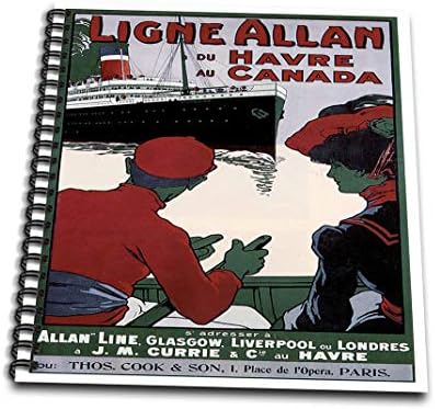 3Droza DB_149231_3 Vintage ligne Allan Havre Canada Ocean Liner Travel Poster Mini Notepad, 4 x 4