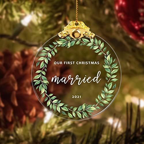 SARIUROS naš prvi Božićni zaručeni ukras/uspomena 2021, keramički vjenčani ukrasi, poklon Božićne dekoracije