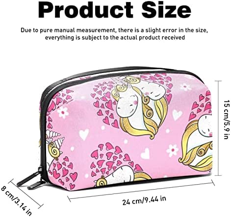 Unicorn Heart Pink Toiletry torba za žene, vodootporna kožna toaletna torbica Organizator, putna kozmetička torba torba za šminkanje za toaletne potrepštine