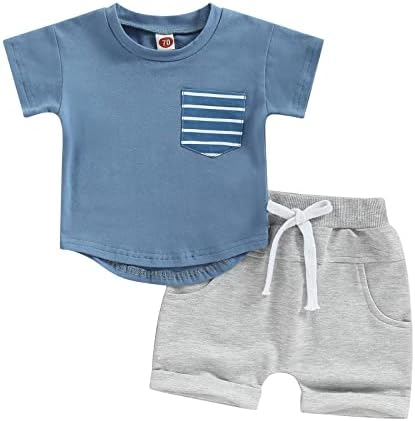 Toddler Baby Boy odjeća s kratkim rukavima kratkim rukavima majica s elastičnim strukom Skraćene hlače