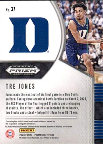 2020-21 Panini Prizm Nacrt 37 Tre Jones Duke Blue Devils Basketball Card