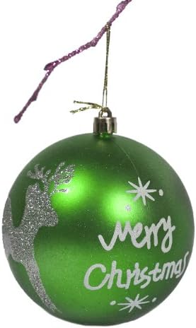 Savršen Holiday Handpainted 1-komad Shatterproof Božić ukrasi, 3.9-inčni, tamno jabuka zelena lopta Sretan Božić i Jelena