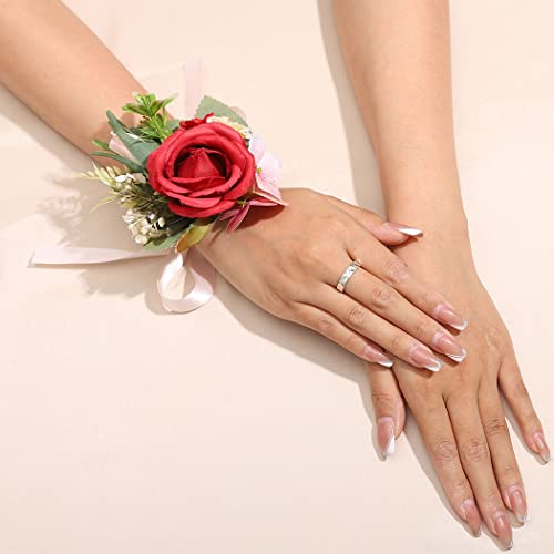 Ladrija vjenčana mladenka Corsage Crveni umjetni zglobni cvijet cvijeća za ručno cvijeće Bridal maturalni