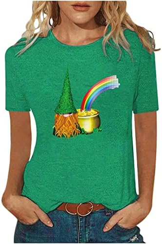 Irski Gnome Pivo pivo Lucky Shamrock Gnome St Patricks Dan majica Ženske kratkih rukava Zelena djetelinska majica Casual Top