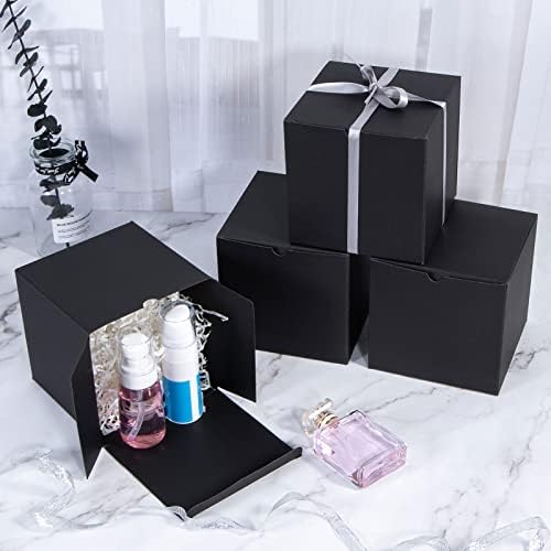 NIGNYA Kraft poklon kutije sa poklopcem 5x5x5 inča 20 pakovanja crnih kartonskih papirnih kutija za poklone velike kutije za poklone, prijedlog djeveruše, vjenčanje, rođendan