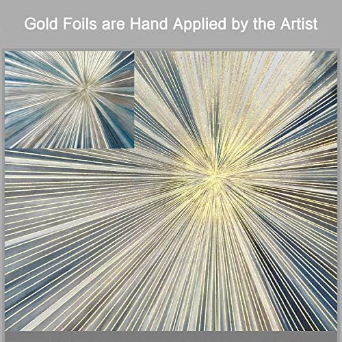 ARTISTIC PATH apstraktno slikarstvo Artwork slika platno: siva & plava umjetnost sa zlatnom folijom Painted