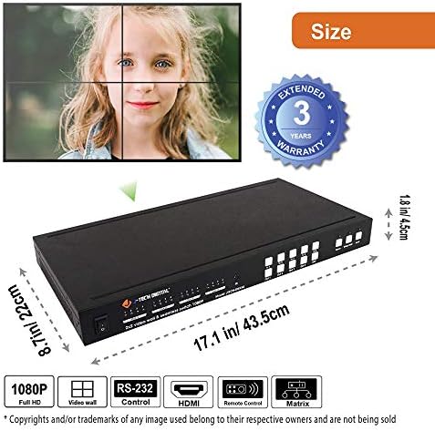 J-Tech Digitalni 2x2 HDMI video zidni kontroler bešavni 4x4 1080p HDCP1.4 HDMI matrični prekidač sa IC daljinskim
