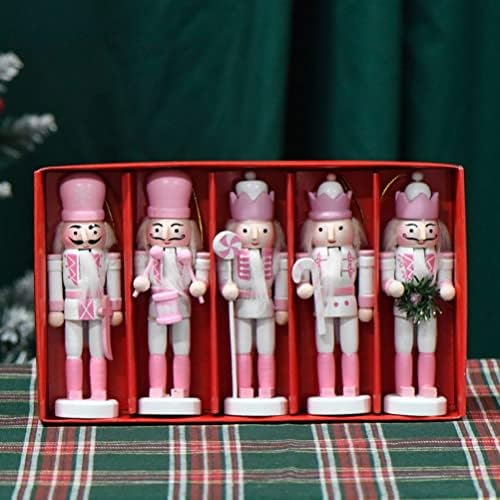 ABOOFAN 5kom Pink Božić Nutcracker Ornamenti Candy Soldier Nutcracker figurice 13cm - Kurt S. Kurt drvena