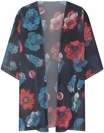 MRGIINRI ženski Vintage Cvjetni prozirni Šifonski kardigan Kimono topovi 2022 Casual trendi Sako lagane