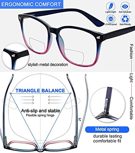 Mare Azzuro Trendy Bifokalne naočale za čitanje Žene Plavo svjetlo Za blokiranje vanjskih čitača 1,0 1,5 2,0 2,5 3,0 3,5