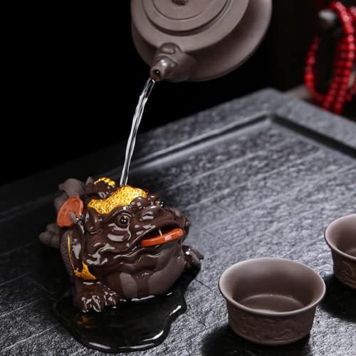 Xialon 11.5cm čaj za čaj ručno izrađen ljubičasti pijesak Tea PET Toad Skulptura Team Stol Početna Team