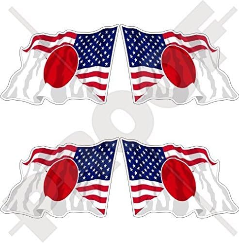 SAD Sjedinjene Američke Države i Japan American-japanska Hinomaru Flete Flag 2 Vinil naljepnice branika,
