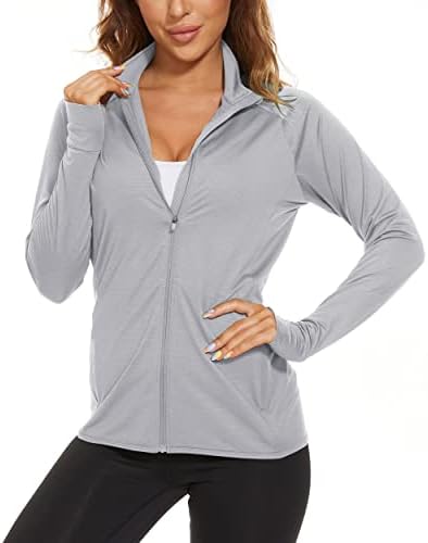 Biylaclesen ženske vježbene jakne pune zip upf 50+ brze suhe košulje Yoga Atletic trčanje sportske odjeće