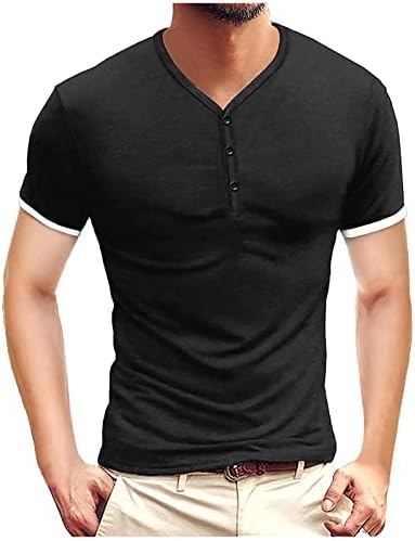 LCEPCY muške majice Henley 3 Dugmas kratki rukav džepni majice za muškarce Ljeto udobne majice u boji casual