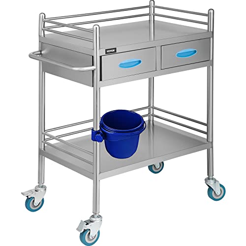 VEVOR Lab Serving Cart Utility Cart Stainless Steel Medical Cart sa dve fioke za laboratorijsku opremu upotreba