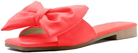 RBCulf Womens Bowknot papuče 2023 ljetne ravne papuče na plaži Ležerne sandale Otvori nožni prst na kliznu u zatvorenom i vanjsku cipele