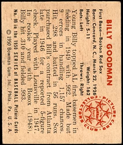 1950 Bowman 99 Billy Goodman Boston Red Sox VG / Ex Red Sox
